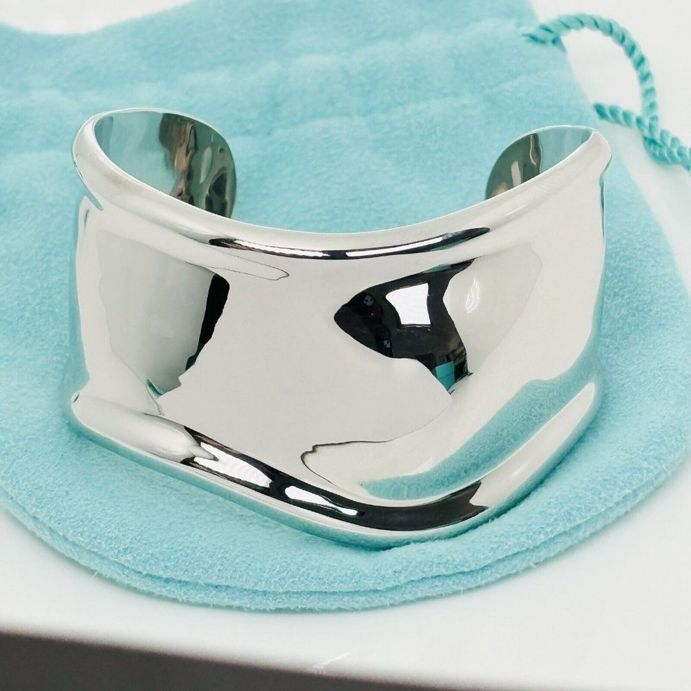 7" Tiffany & Co Left Bone Cuff Bracelet by Elsa Peretti in Sterling Silver - Picture 6 of 8
